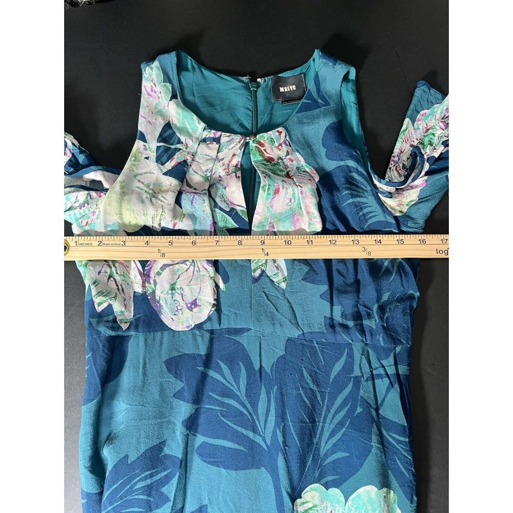 Anthropologie Maeve Floral Fit N Flare Cold‎ Shoulder Turquoise Dress Sz 6 $138 - Picture 12 of 15